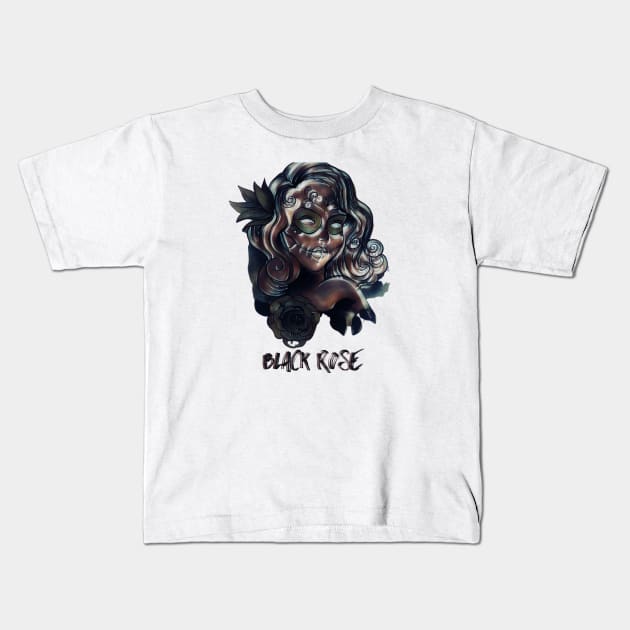 Black Rose Kids T-Shirt by Lees Tees